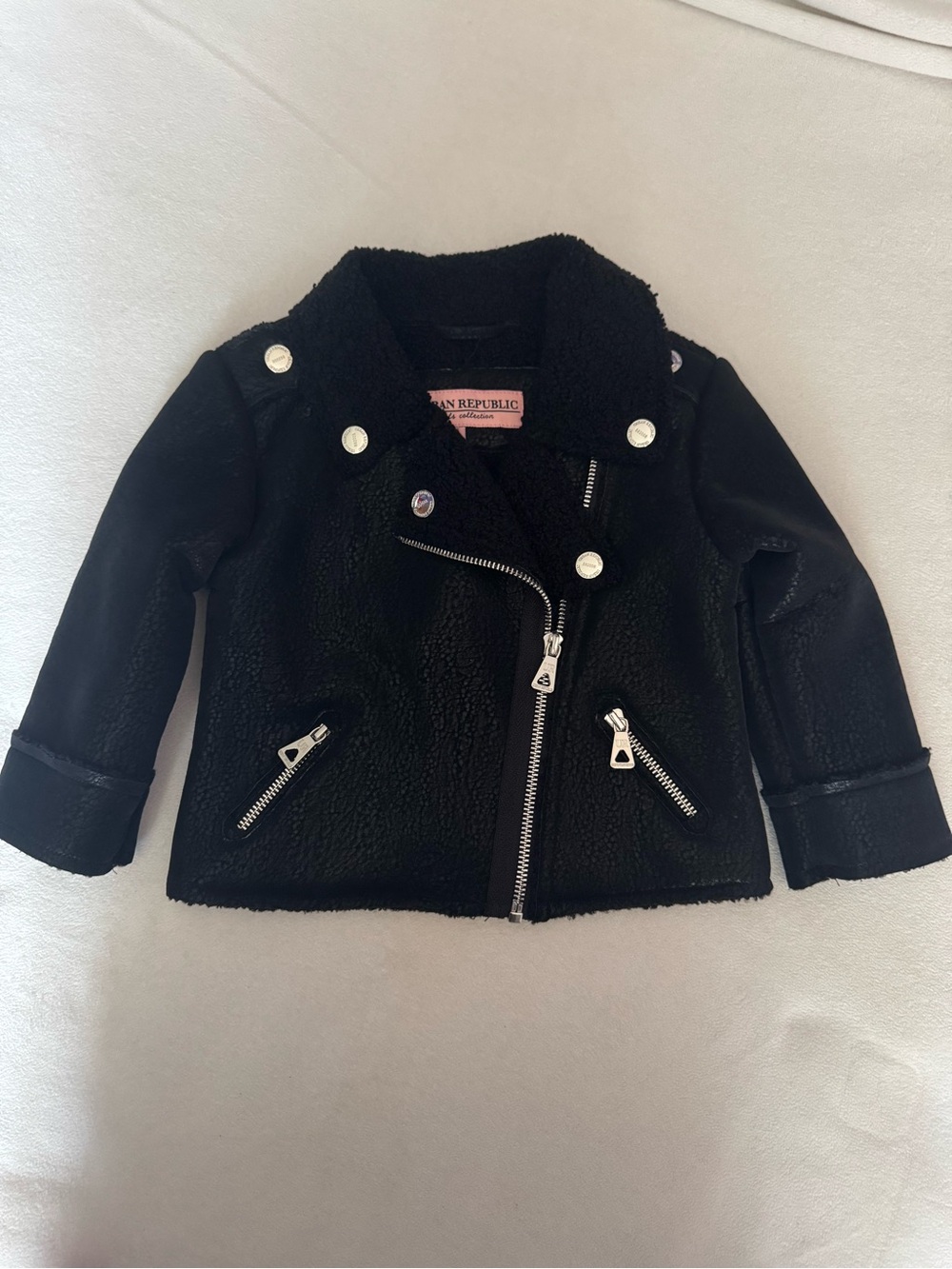 Urban Republic Kids Black Faux Shearling Moto Jacket